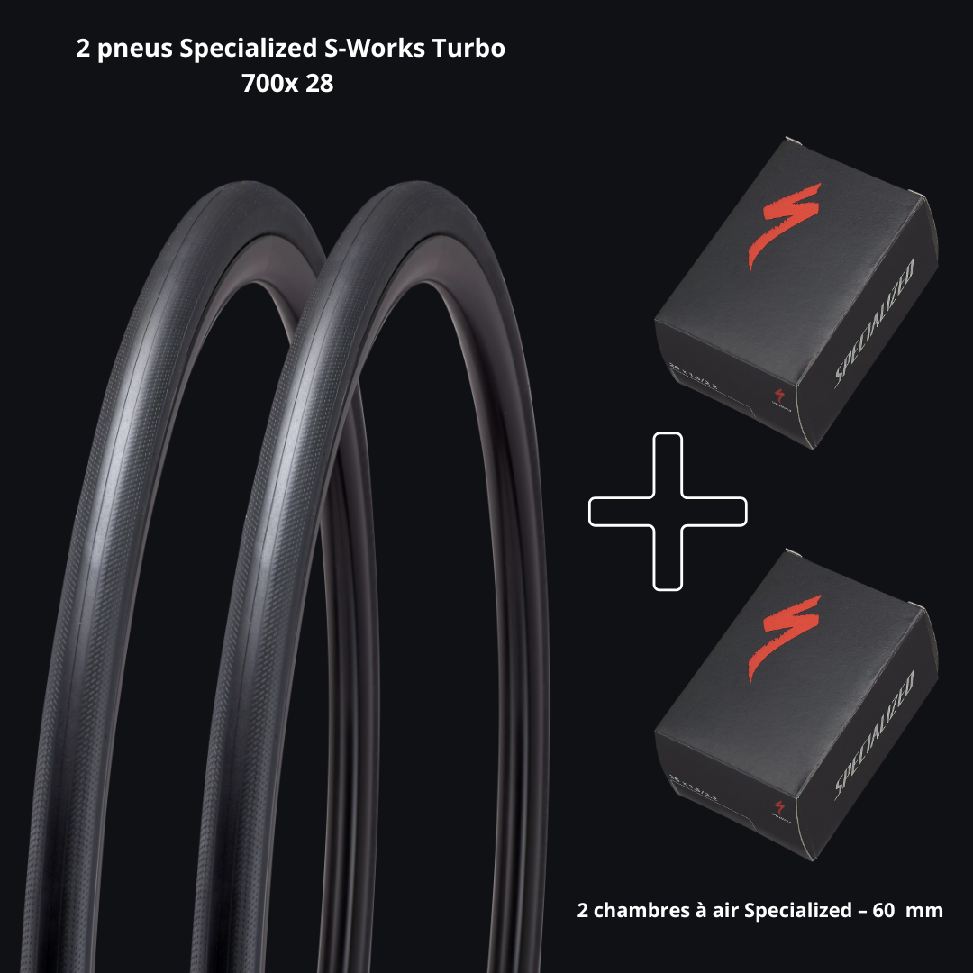 2 pneus Specialized S-Works Turbo + 2 chambres à air Specialized